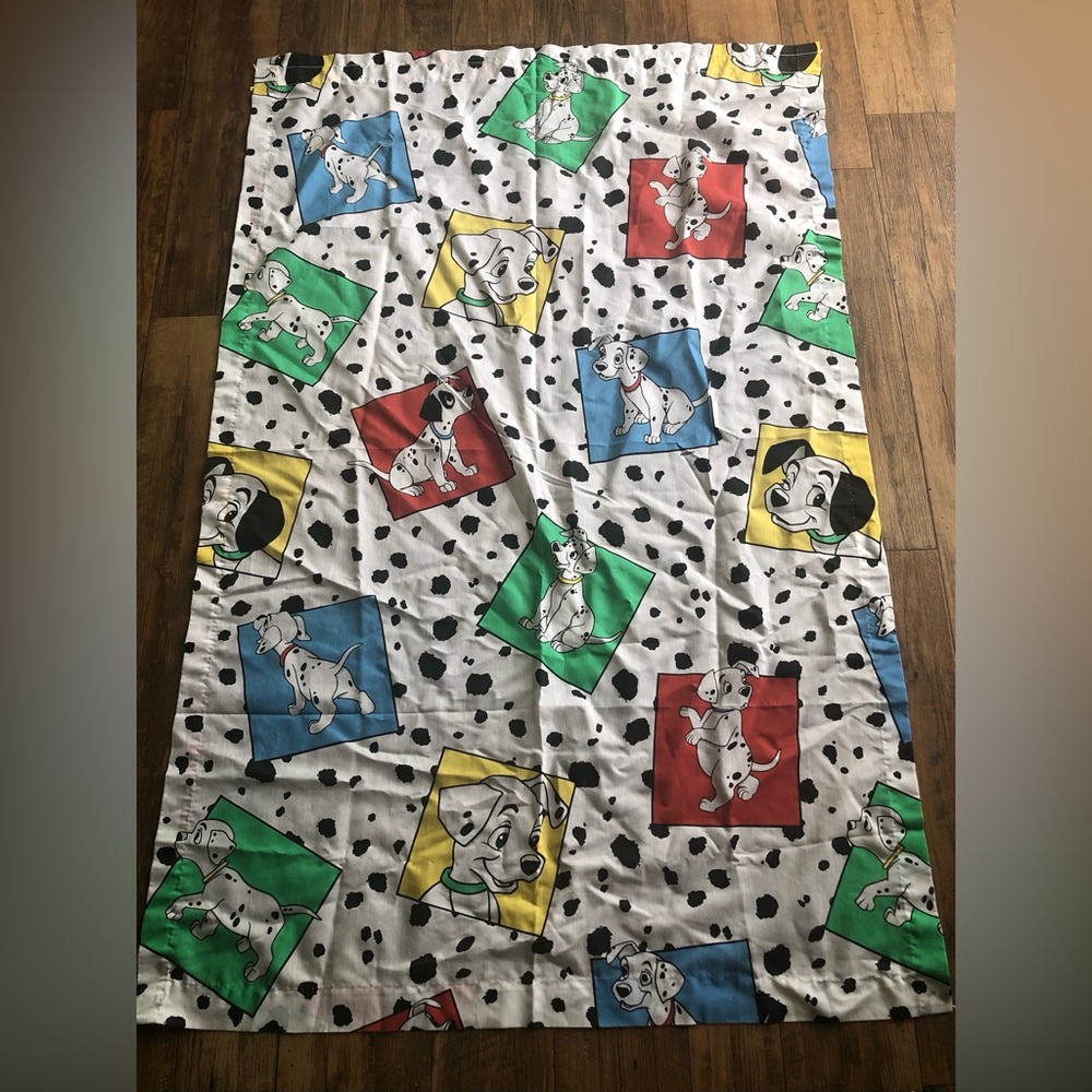 Vintage 1990s Disney 101 Dalmatians Dogs Single Curtain Panel Fabric 62x40”